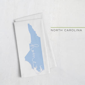 North Carolina ’home’ state silhouette - Tea Towel / LightSkyBlue - Home Silhouette