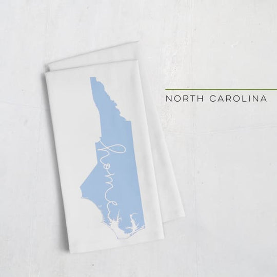 North Carolina ’home’ state silhouette - Tea Towel / LightSkyBlue - Home Silhouette