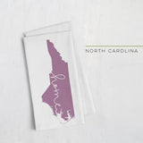 North Carolina ’home’ state silhouette - Tea Towel / Purple - Home Silhouette