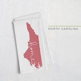 North Carolina ’home’ state silhouette - Tea Towel / Red - Home Silhouette