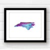 North Carolina state watercolor - 5x7 Unframed Print / Purple + Blue - State Watercolor