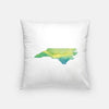 North Carolina state watercolor - Pillow | Square / Yellow + Teal - State Watercolor