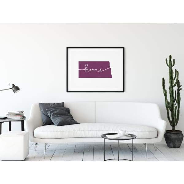 North Dakota ’home’ state silhouette - 5x7 Unframed Print / Purple - Home Silhouette