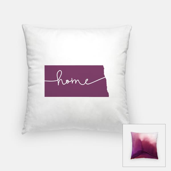 North Dakota ’home’ state silhouette - Pillow | Square / Purple - Home Silhouette