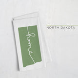 North Dakota ’home’ state silhouette - Tea Towel / DarkGreen - Home Silhouette