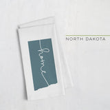 North Dakota ’home’ state silhouette - Tea Towel / DarkSlateGray - Home Silhouette