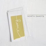 North Dakota ’home’ state silhouette - Tea Towel / GoldenRod - Home Silhouette