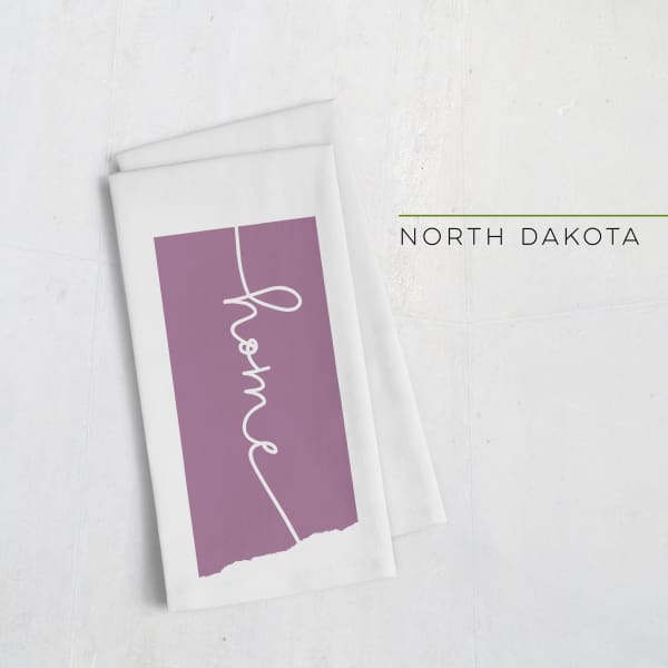 North Dakota ’home’ state silhouette - Tea Towel / Plum - Home Silhouette