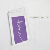 North Dakota ’home’ state silhouette - Tea Towel / Purple - Home Silhouette