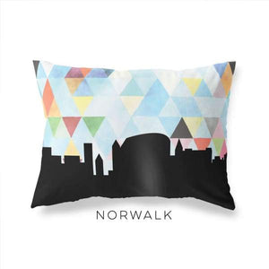 Norwalk Connecticut geometric skyline - Pillow | Lumbar / LightSkyBlue - Geometric Skyline