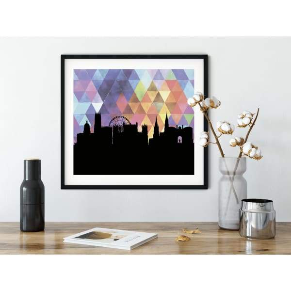 Nottingham England geometric skyline - 5x7 Unframed Print / RebeccaPurple - Geometric Skyline