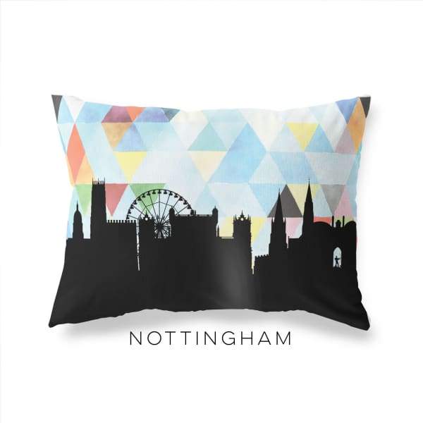 Nottingham England geometric skyline - Pillow | Lumbar / LightSkyBlue - Geometric Skyline