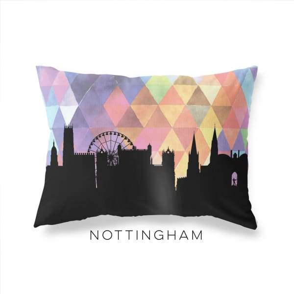 Nottingham England geometric skyline - Pillow | Lumbar / RebeccaPurple - Geometric Skyline