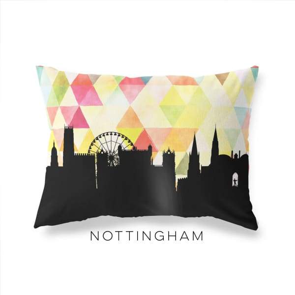Nottingham England geometric skyline - Pillow | Lumbar / Yellow - Geometric Skyline