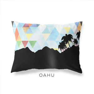 Oahu Hawaii geometric skyline - Pillow | Lumbar / LightSkyBlue - Geometric Skyline