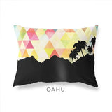 Oahu Hawaii geometric skyline - Pillow | Lumbar / Yellow - Geometric Skyline