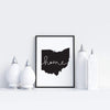 Ohio ’home’ state silhouette - 5x7 Unframed Print / Black - Home Silhouette