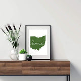 Ohio ’home’ state silhouette - 5x7 Unframed Print / DarkGreen - Home Silhouette