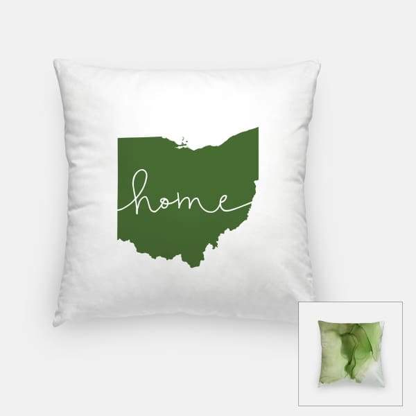 Ohio ’home’ state silhouette - Pillow | Square / DarkGreen - Home Silhouette