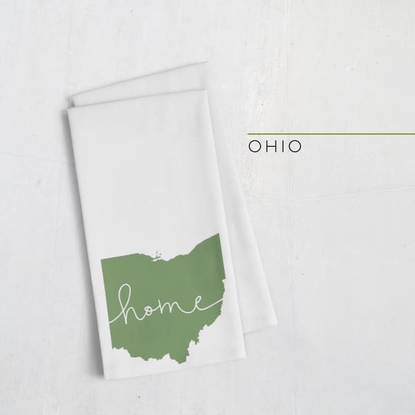 Ohio ’home’ state silhouette - Tea Towel / DarkGreen - Home Silhouette