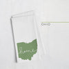 Ohio ’home’ state silhouette - Tea Towel / DarkGreen - Home Silhouette