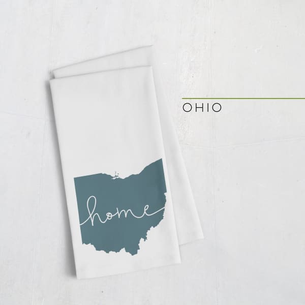 Ohio ’home’ state silhouette - Tea Towel / DarkSlateGray - Home Silhouette