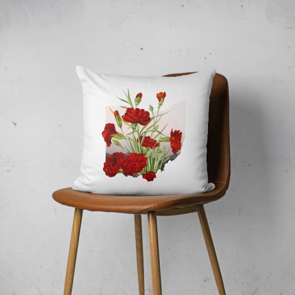 Ohio Red Carnation | State Flower Series - Pillow | Square - State Flower