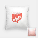 Ohio State Song | Land Where All My Dreams Come True - Pillow | Square / Salmon - State Song