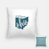 Ohio State Song | Land Where All My Dreams Come True - Pillow | Square / Teal - State Song