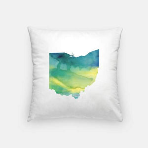 Ohio state watercolor - Pillow | Square / Yellow + Teal - State Watercolor
