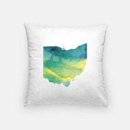 Ohio state watercolor - Pillow | Square / Yellow + Teal - State Watercolor