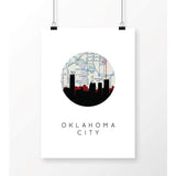 Oklahoma City Oklahoma city skyline with vintage Oklahoma City map - 5x7 Unframed Print - City Map Skyline