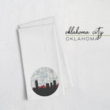 Oklahoma City Oklahoma city skyline with vintage Oklahoma City map - Tea Towel - City Map Skyline