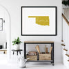 Oklahoma ’home’ state silhouette - 5x7 Unframed Print / GoldenRod - Home Silhouette