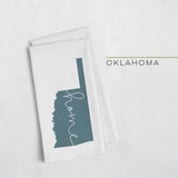 Oklahoma ’home’ state silhouette - Tea Towel / DarkSlateGray - Home Silhouette