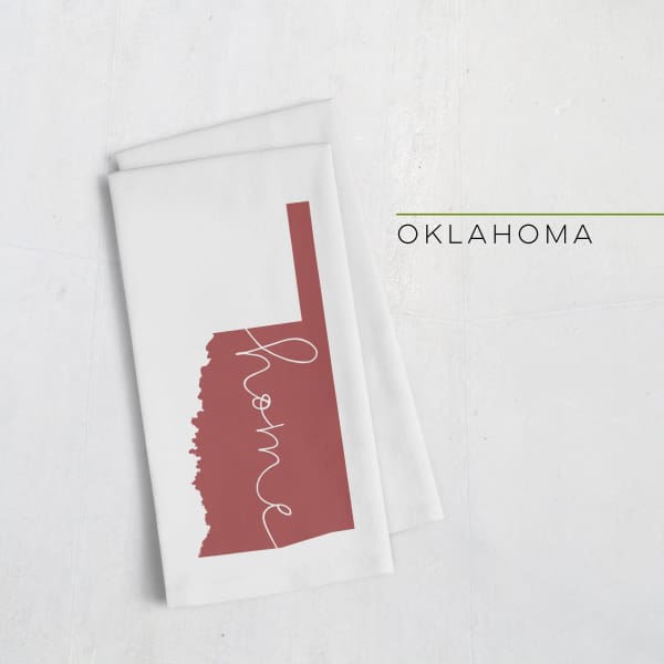 Oklahoma ’home’ state silhouette - Tea Towel / FireBrick - Home Silhouette