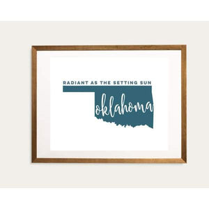 Oklahoma State Song | Radiant as the Setting Sun - 5x7 Unframed Print / Teal - State Song