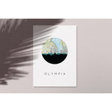 Olympia Washington city skyline with vintage Olympia map - 5x7 Unframed Print - City Map Skyline
