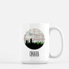 Omaha Nebraska city skyline with vintage Omaha map - Mug | 15 oz - City Map Skyline