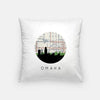 Omaha Nebraska city skyline with vintage Omaha map - Pillow | Square - City Map Skyline