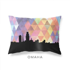 Omaha Nebraska geometric skyline - Pillow | Lumbar / RebeccaPurple - Geometric Skyline
