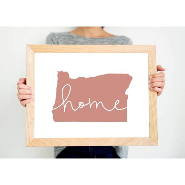Oregon ’home’ state silhouette - 5x7 Unframed Print / RosyBrown - Home Silhouette