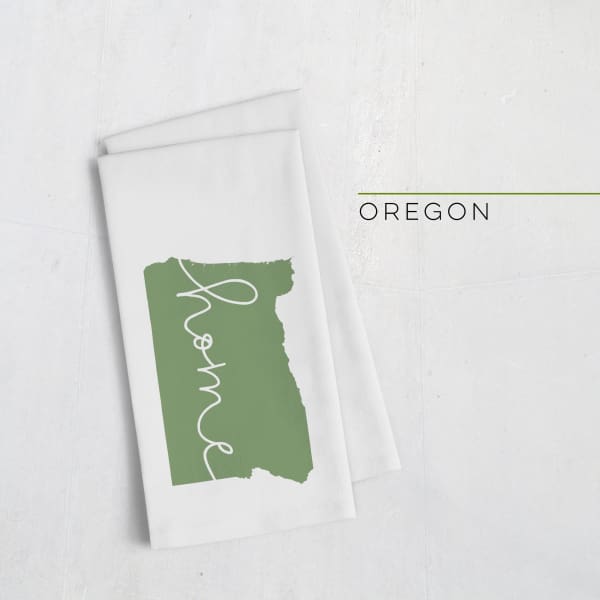 Oregon ’home’ state silhouette - Tea Towel / DarkGreen - Home Silhouette