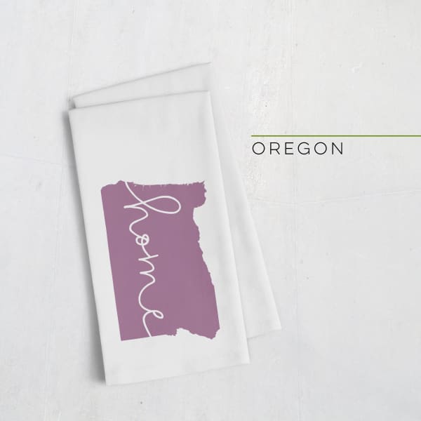 Oregon ’home’ state silhouette - Tea Towel / Purple - Home Silhouette