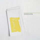 Oregon ’home’ state silhouette - Tea Towel / Yellow - Home Silhouette