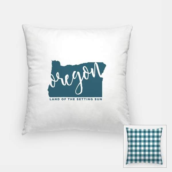 Oregon State Song | Land of the Setting Sun - Pillow | Square / Teal - State Song