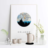 Orlando Florida city skyline with vintage Orlando map - 5x7 Unframed Print - City Map Skyline