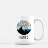 Orlando Florida city skyline with vintage Orlando map - Mug | 15 oz - City Map Skyline
