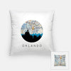 Orlando Florida city skyline with vintage Orlando map - Pillow | Square - City Map Skyline