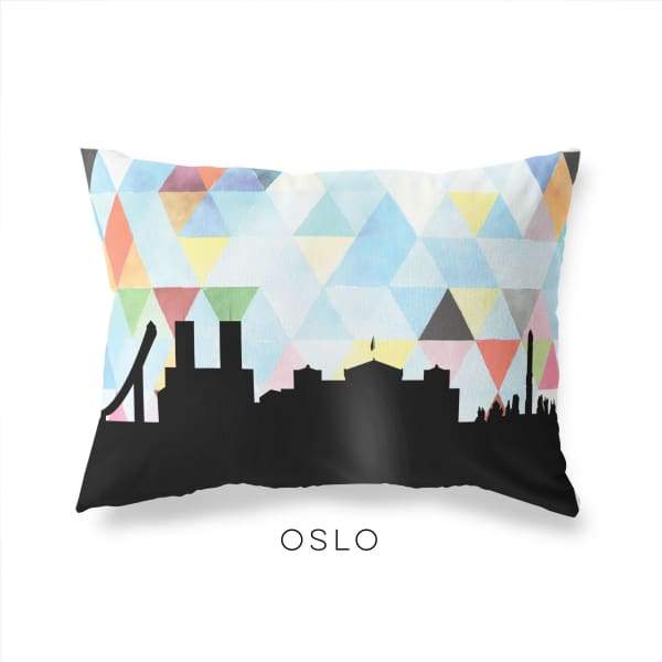 Oslo Norway geometric skyline - Pillow | Lumbar / LightSkyBlue - Geometric Skyline